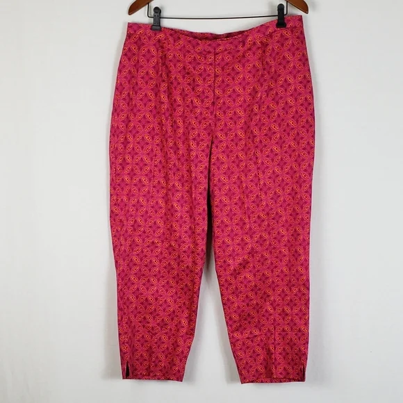 EUC Pink Vibrant Patterned Ankle Pants Women's Size 18W - Picture 1 of 7